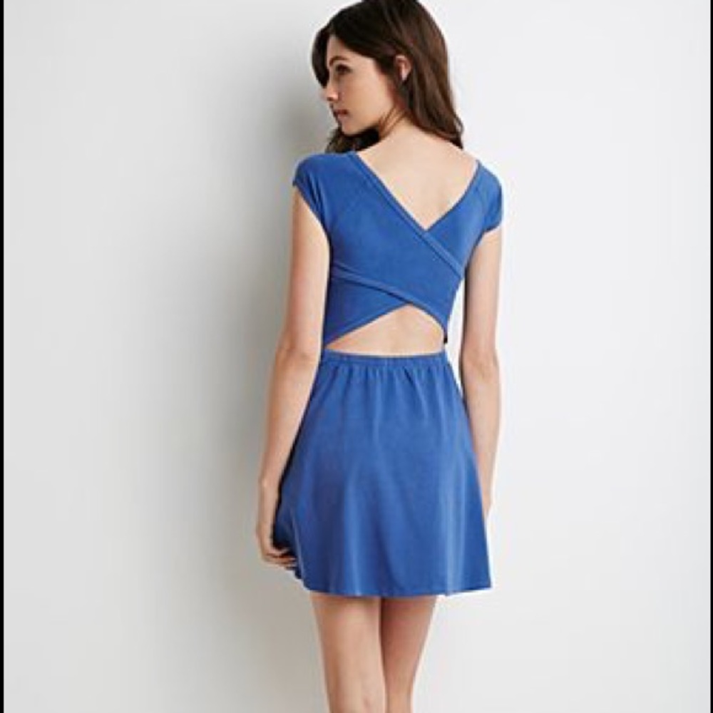 Forever 21 Royal Blue Skater Dress w/cross back